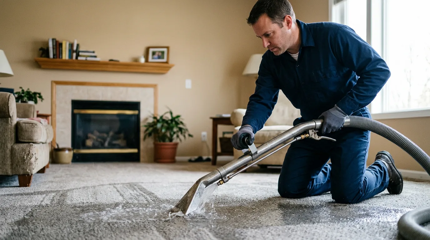 Water damage restoration technician working near Kenvil, NJ